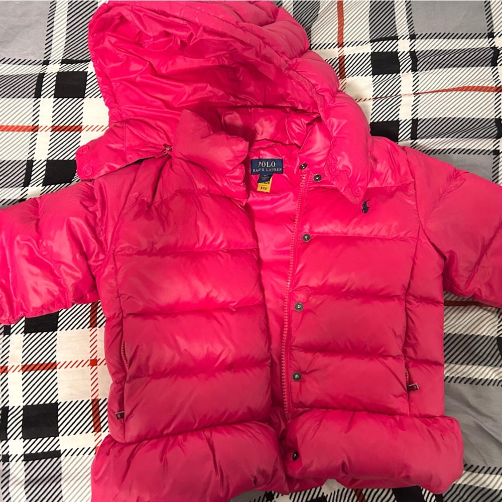 Polo by Ralph Lauren Bright Pink Hooded Puffer Jacket for Kids
